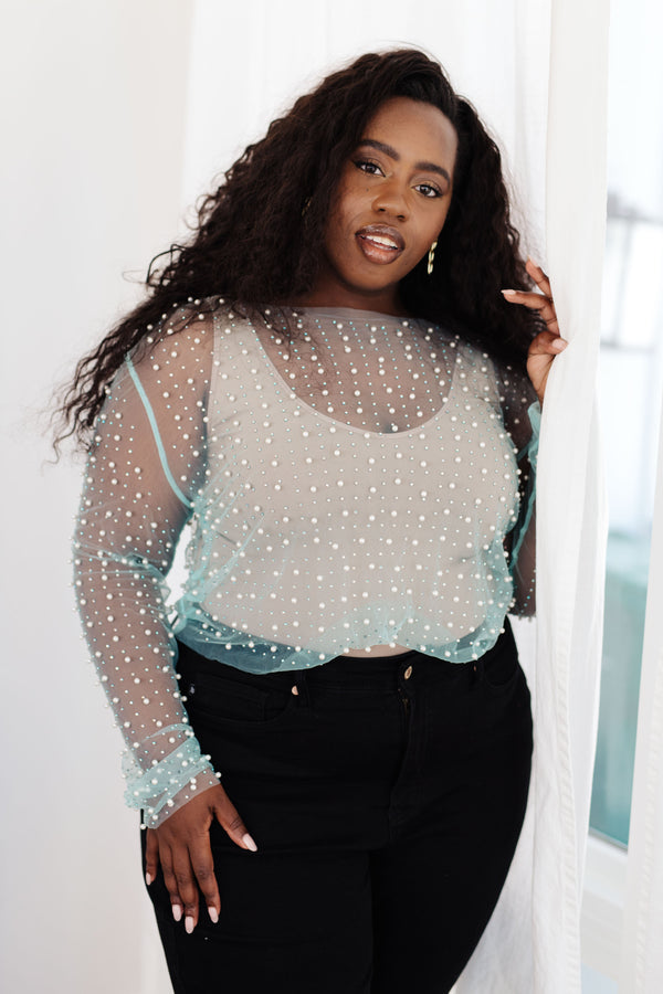 Pearl Diver Layering Top in Light Cyan - Lavish Fix