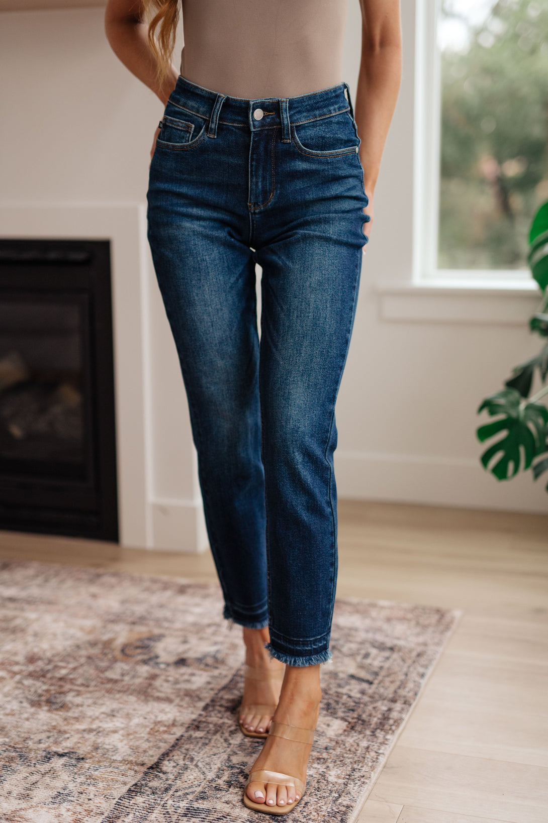 Phillipa High Rise Release Hem Slim Jeans - Lavish Fix