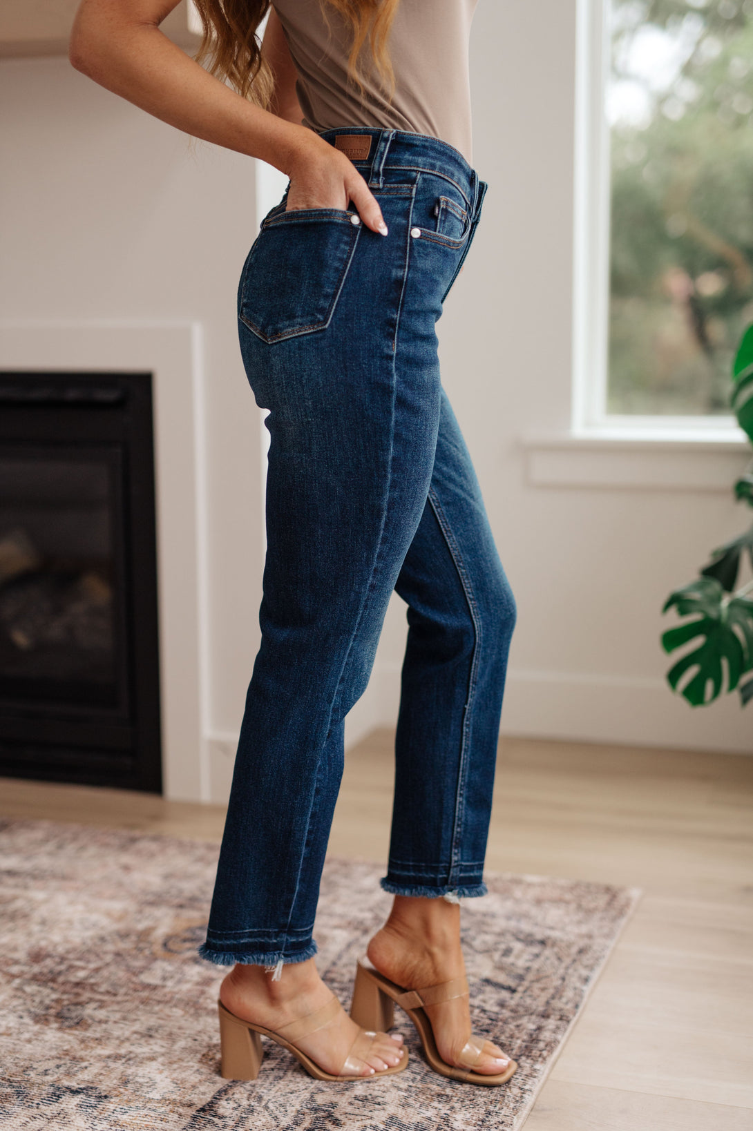 Phillipa High Rise Release Hem Slim Jeans - Lavish Fix