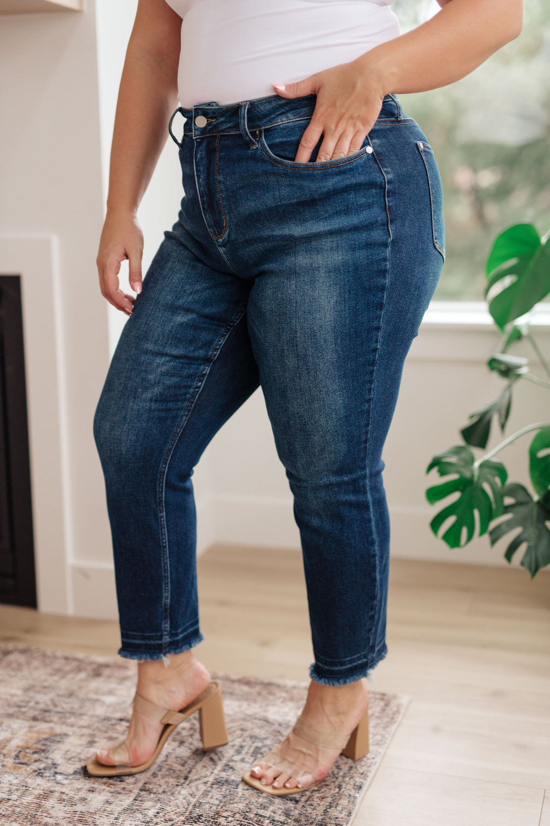 Phillipa High Rise Release Hem Slim Jeans - Lavish Fix