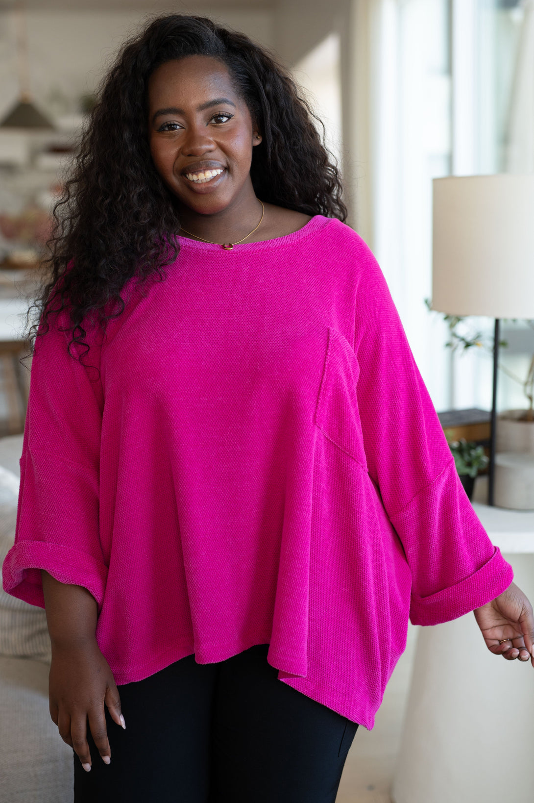 Pink Thoughts Chenille Blouse - Lavish Fix