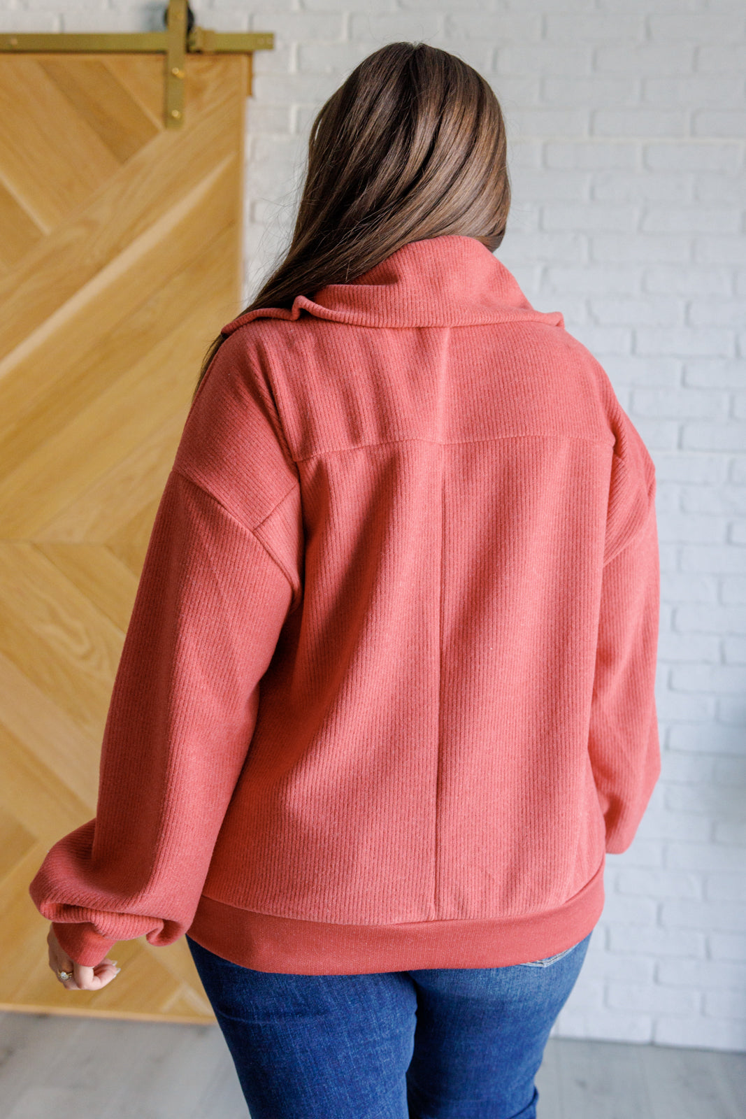 Quite the Impression Half Zip Pullover in Rust - Lavish Fix