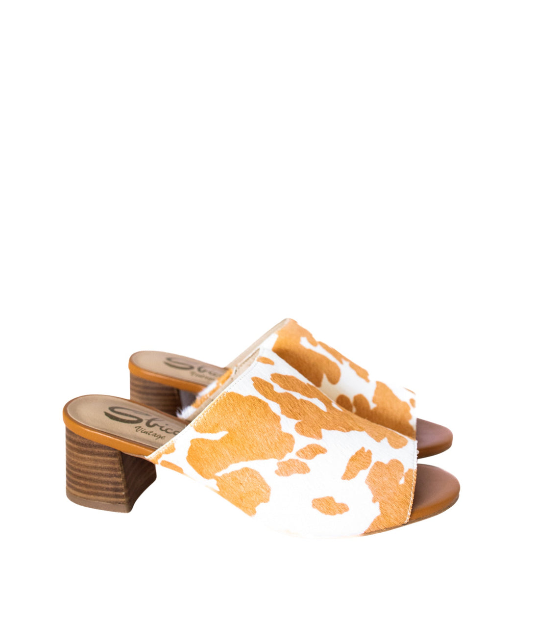 Richwood Peeptoe Tan and White Cowhide Slide - Lavish Fix