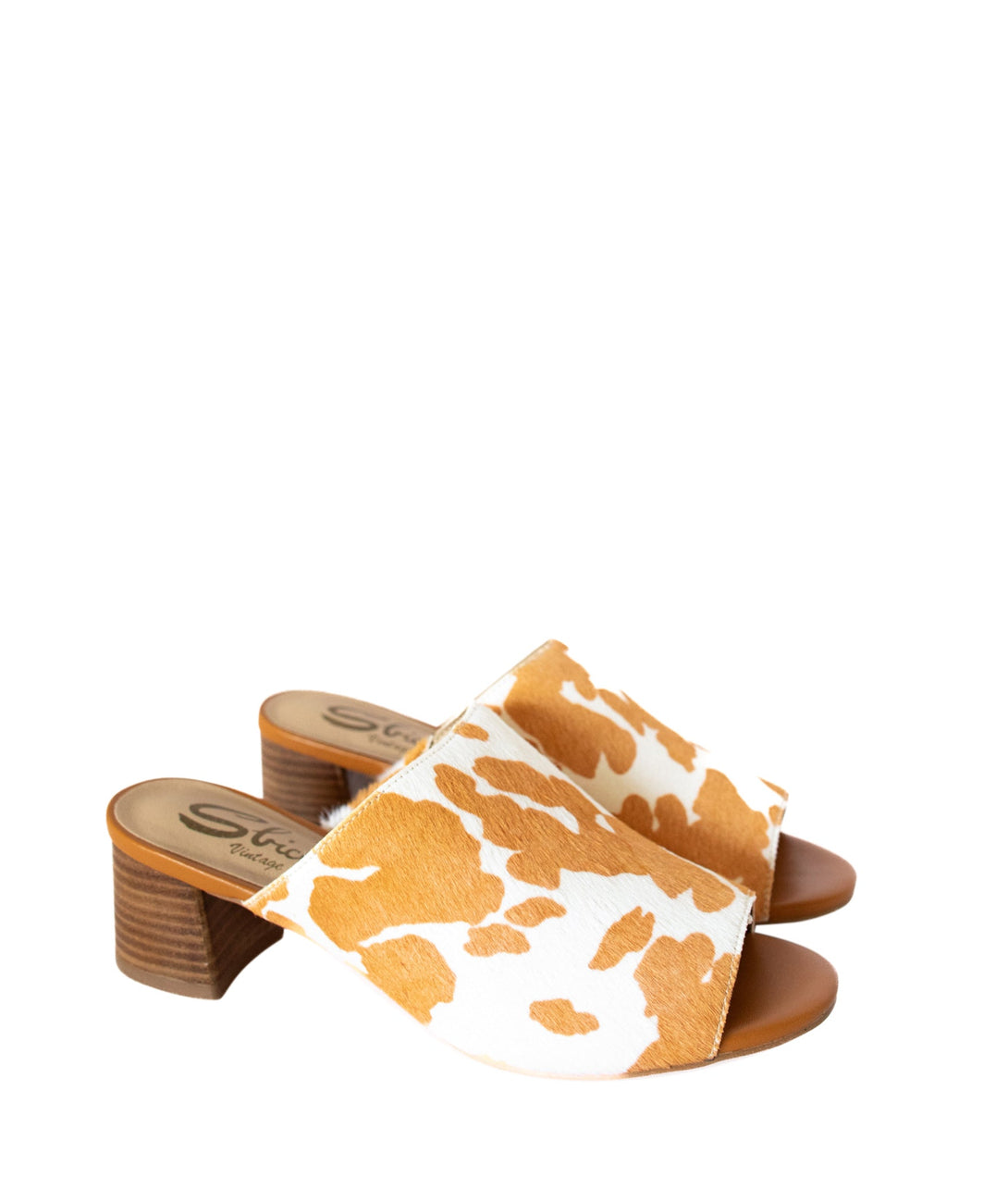 Richwood Peeptoe Tan and White Cowhide Slide - Lavish Fix