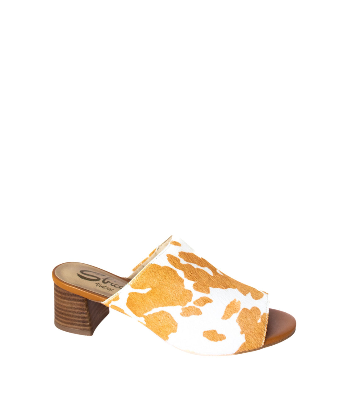 Richwood Peeptoe Tan and White Cowhide Slide - Lavish Fix