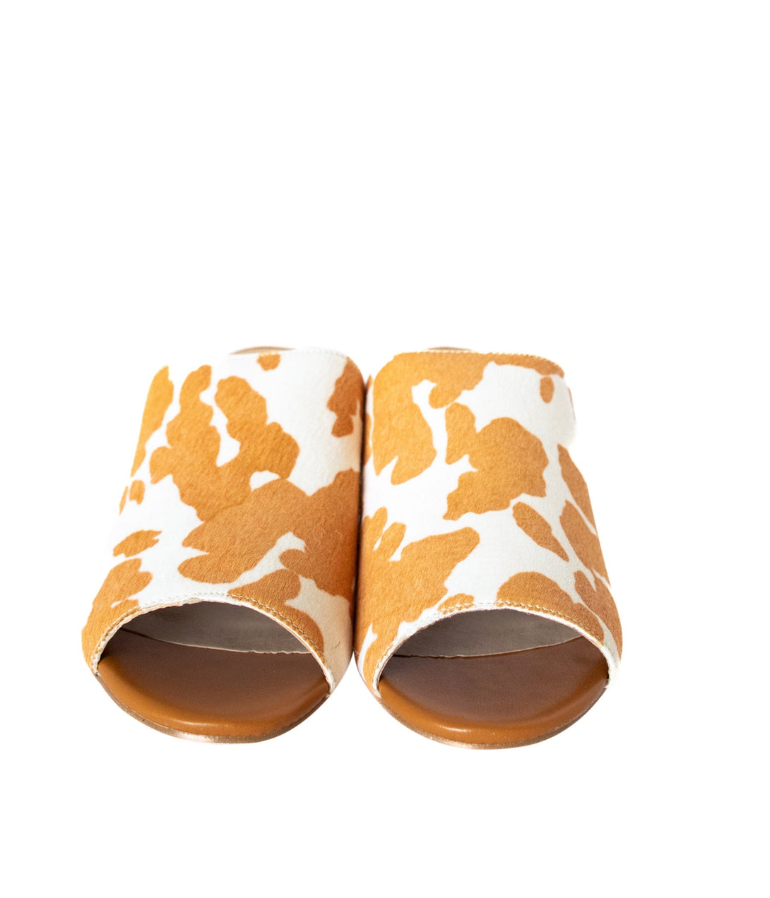 Richwood Peeptoe Tan and White Cowhide Slide - Lavish Fix