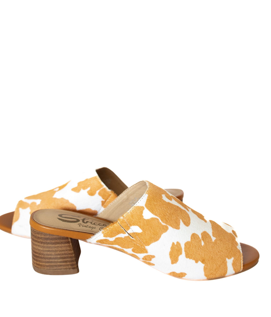 Richwood Peeptoe Tan and White Cowhide Slide - Lavish Fix