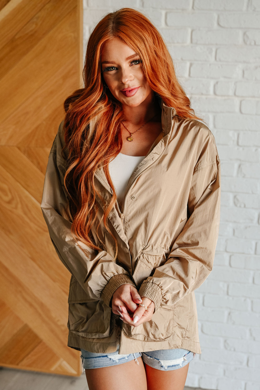 Rain, Rain Go Away Parachute Jacket in Camel - Lavish Fix