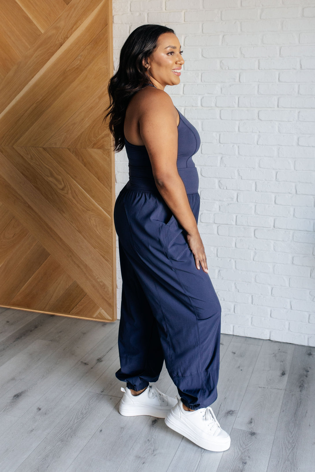 Raising Heart Rate Cut Out Jumpsuit in Navy - Lavish Fix