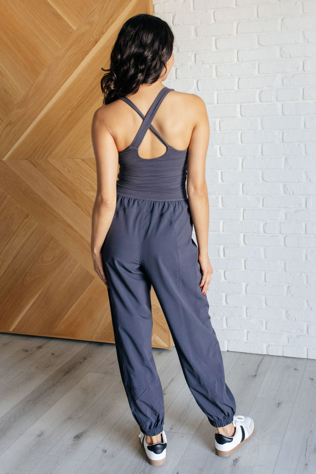 Raising Heart Rate Cutout Jumpsuit in Charcoal - Lavish Fix