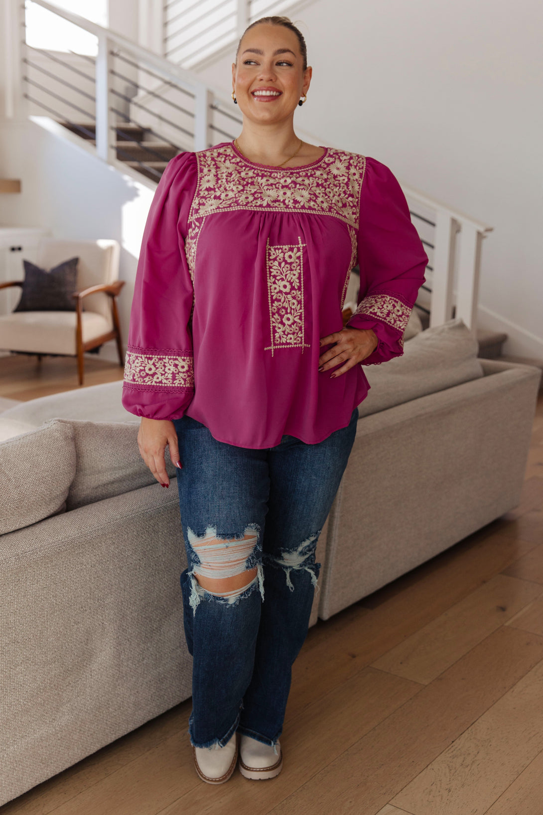 Rodeo Queen Embroidered Blouse - Lavish Fix