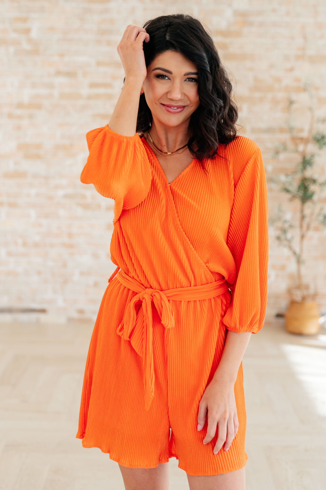 Roll With me Romper in Tangerine - Lavish Fix