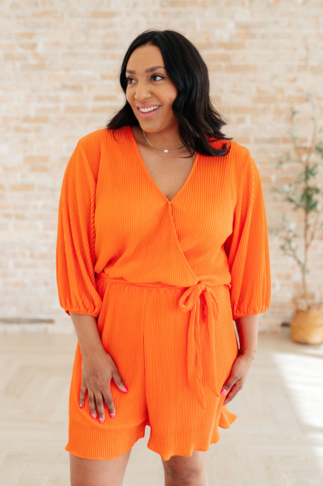 Roll With me Romper in Tangerine - Lavish Fix