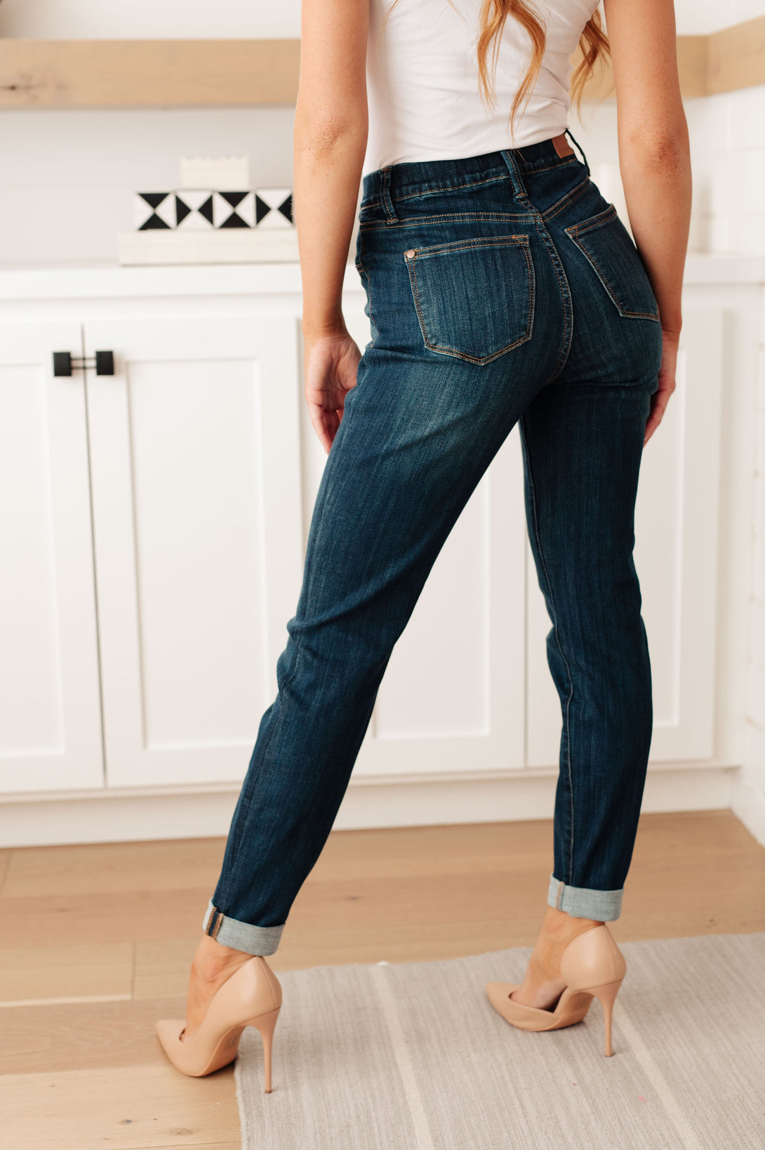 Rowena High Rise Pull On Double Cuff Slim Jeans - Lavish Fix