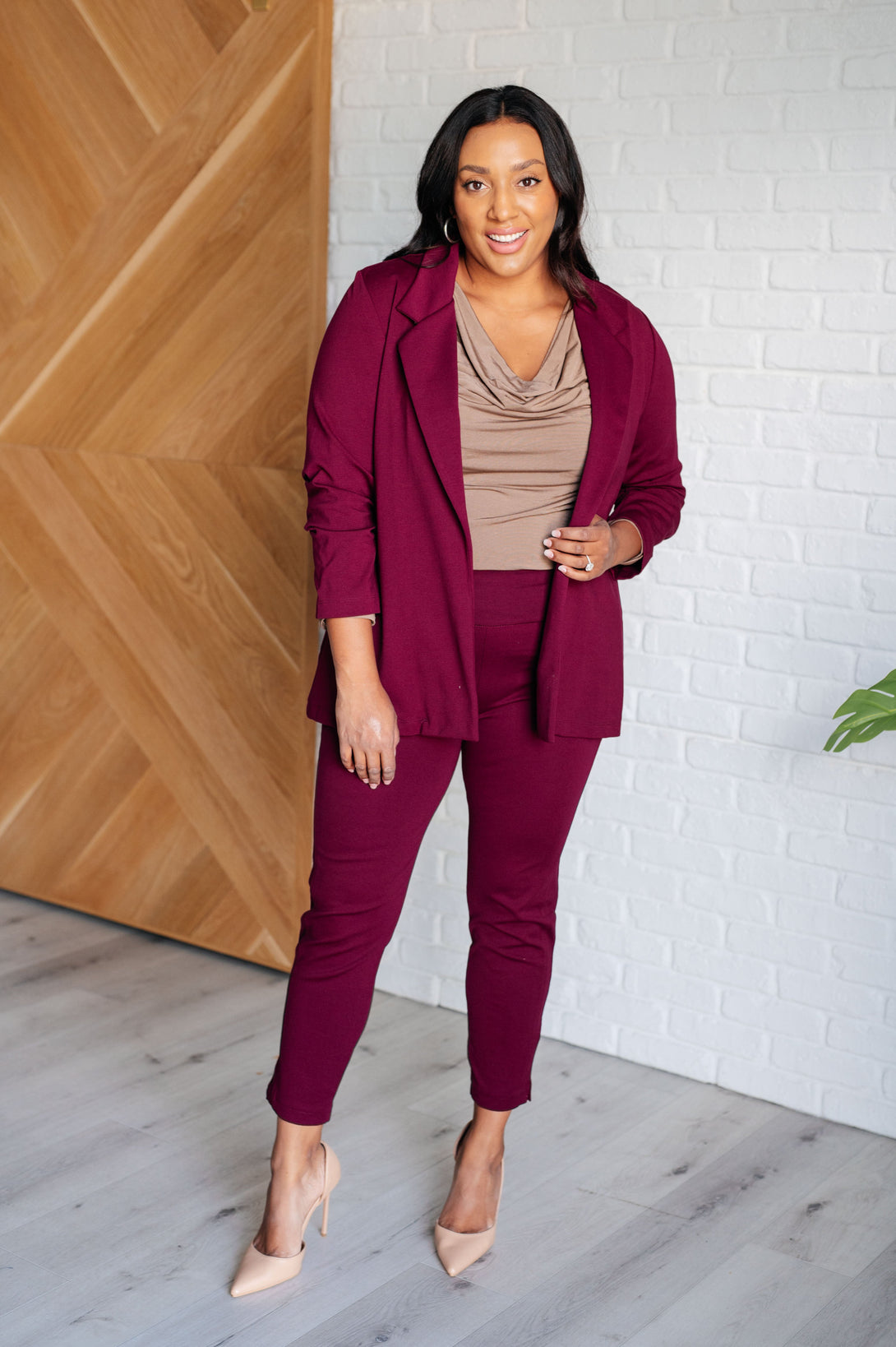 Magic Ankle Crop Skinny Pants in Wine - Lavish Fix