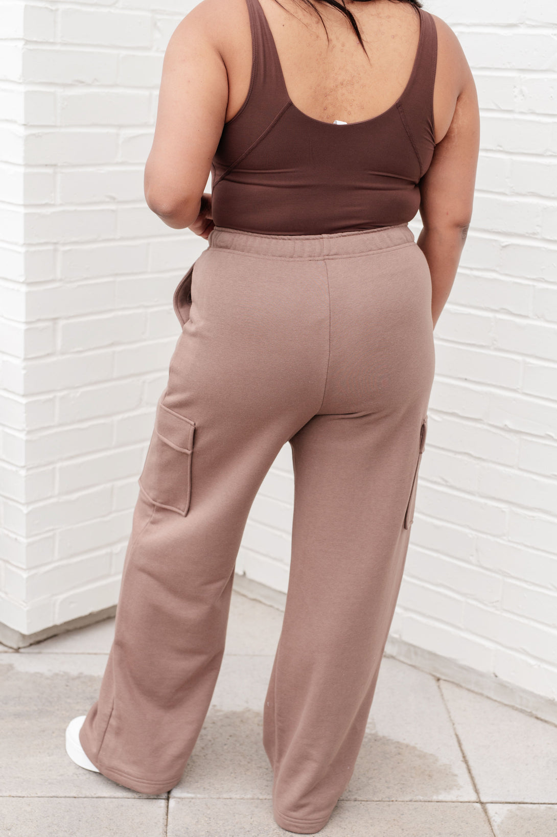 Run, Don't Walk Cargo Sweatpants in Smokey Brown - Lavish Fix