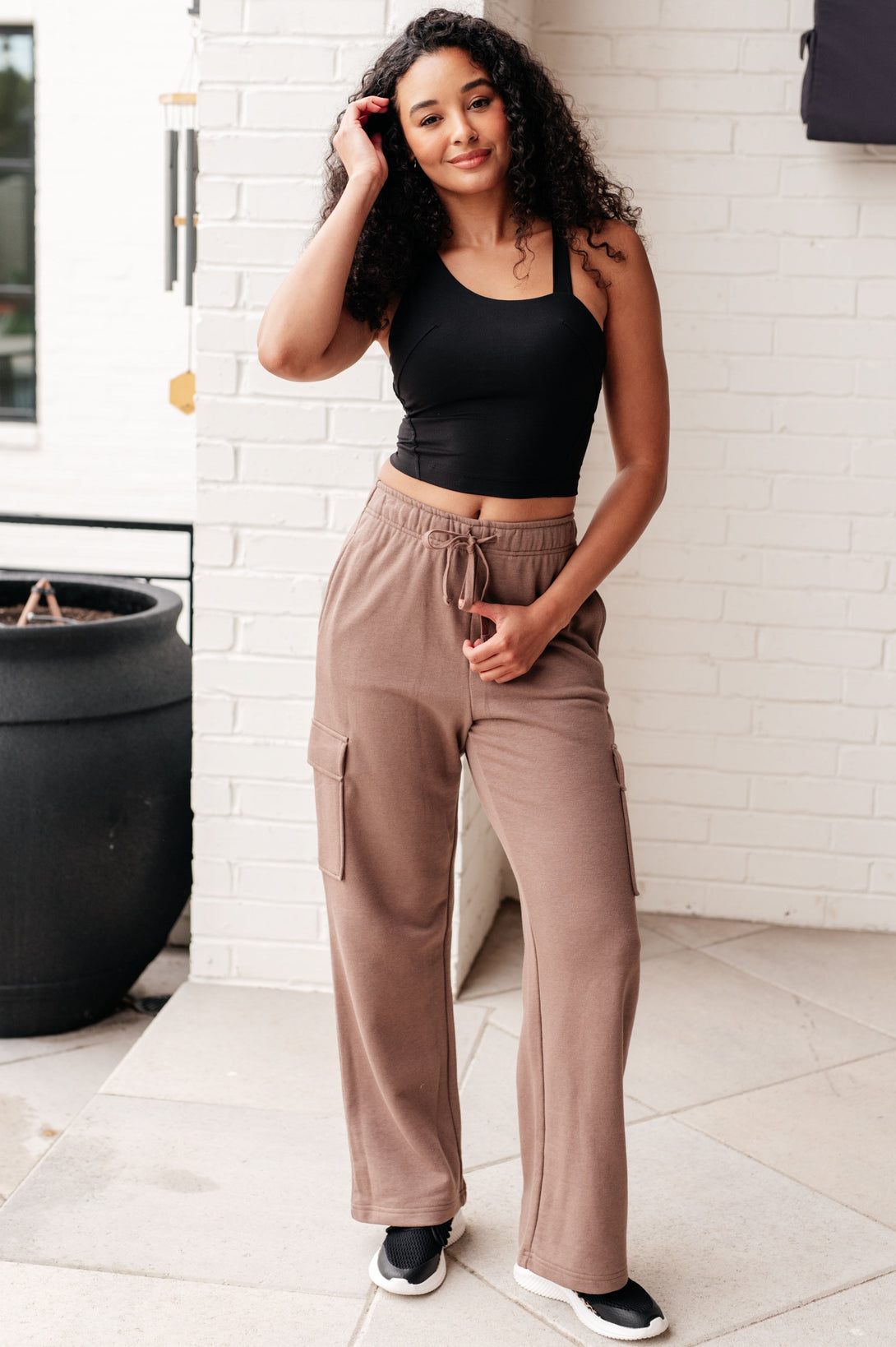 Run, Don't Walk Cargo Sweatpants in Smokey Brown - Lavish Fix