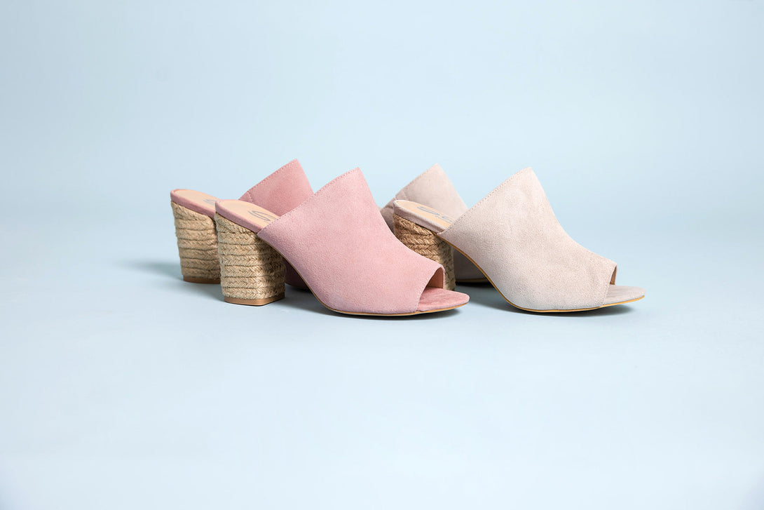 Helena Heeled Sandal in Blush Suede - Lavish Fix