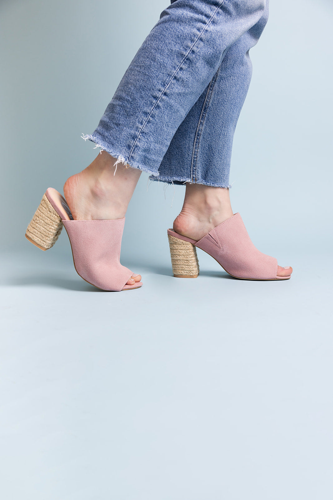 Helena Heeled Sandal in Blush Suede - Lavish Fix