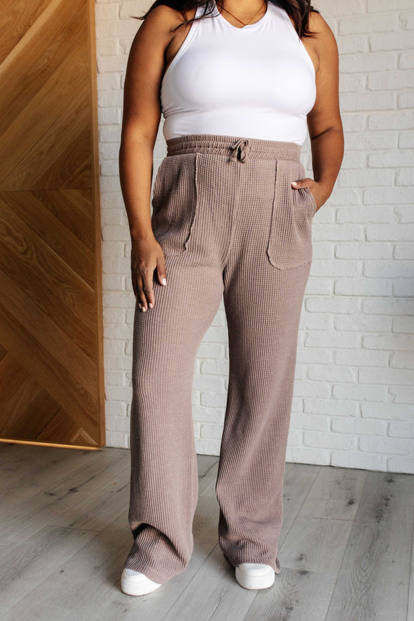 Set Process Mineral Wash Waffle Knit Pants in Brown - Lavish Fix