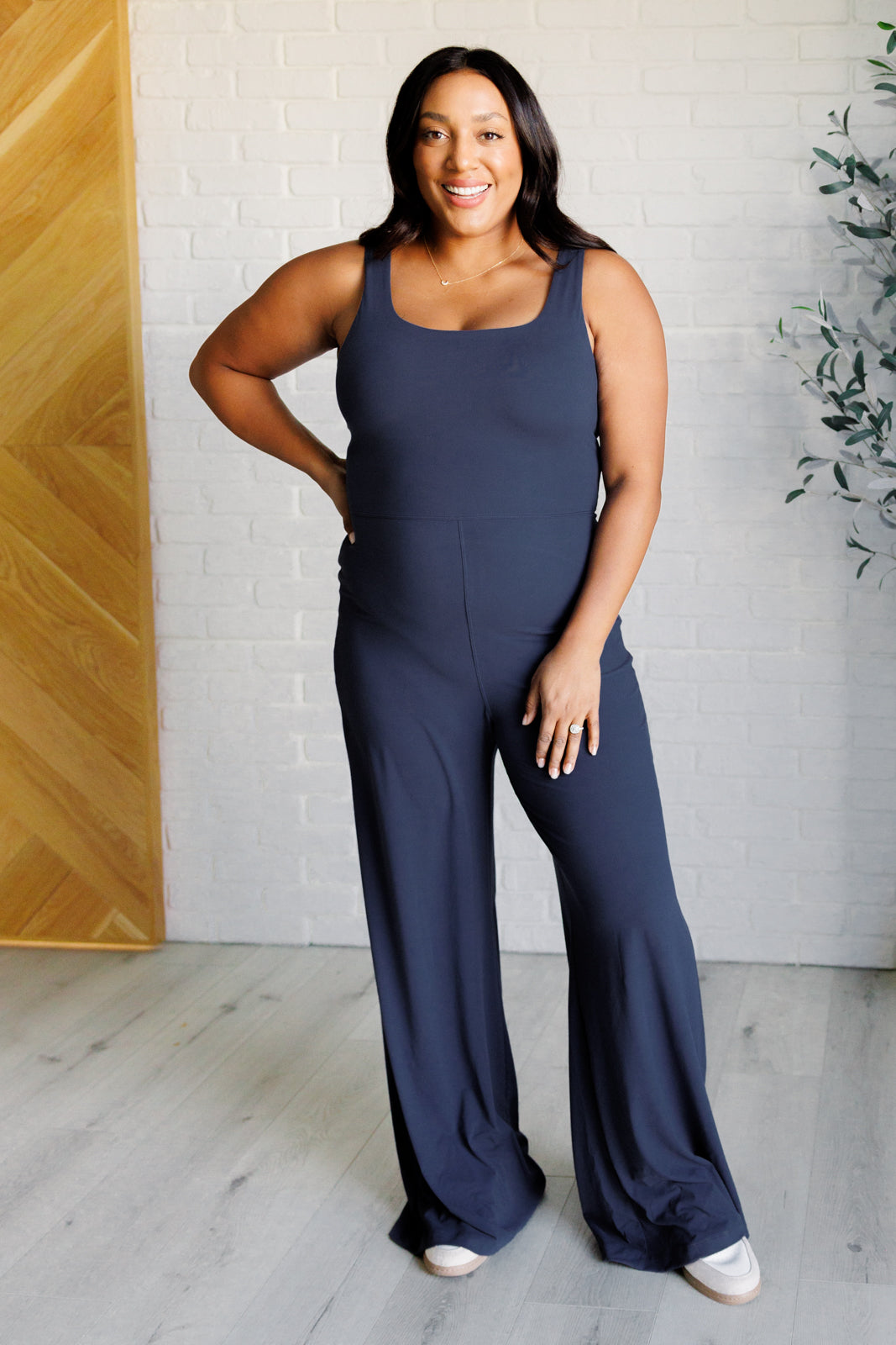 Shavasana Everyday Wide Leg Jumpsuit in Navy - Lavish Fix