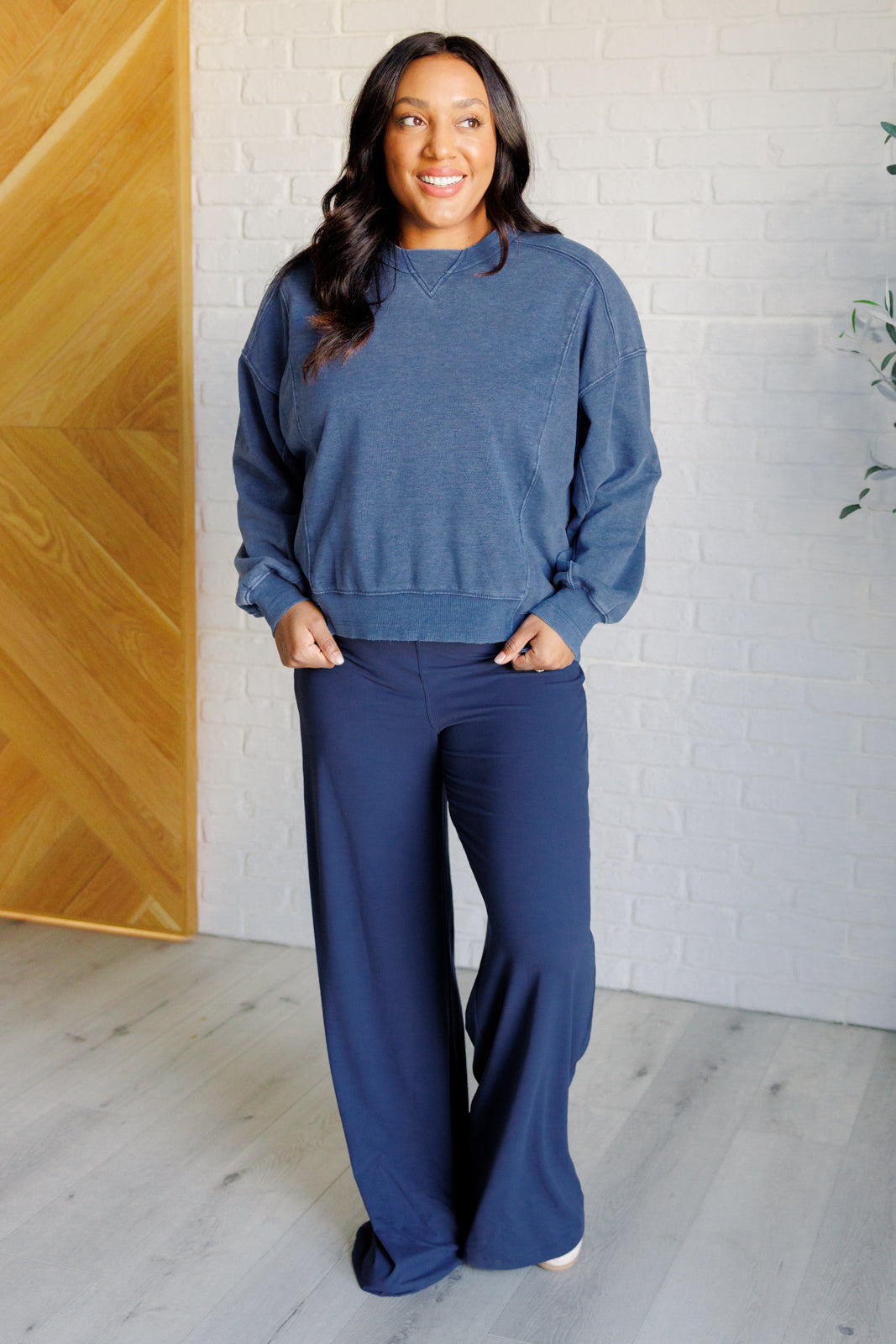 Shavasana Everyday Wide Leg Jumpsuit in Navy - Lavish Fix