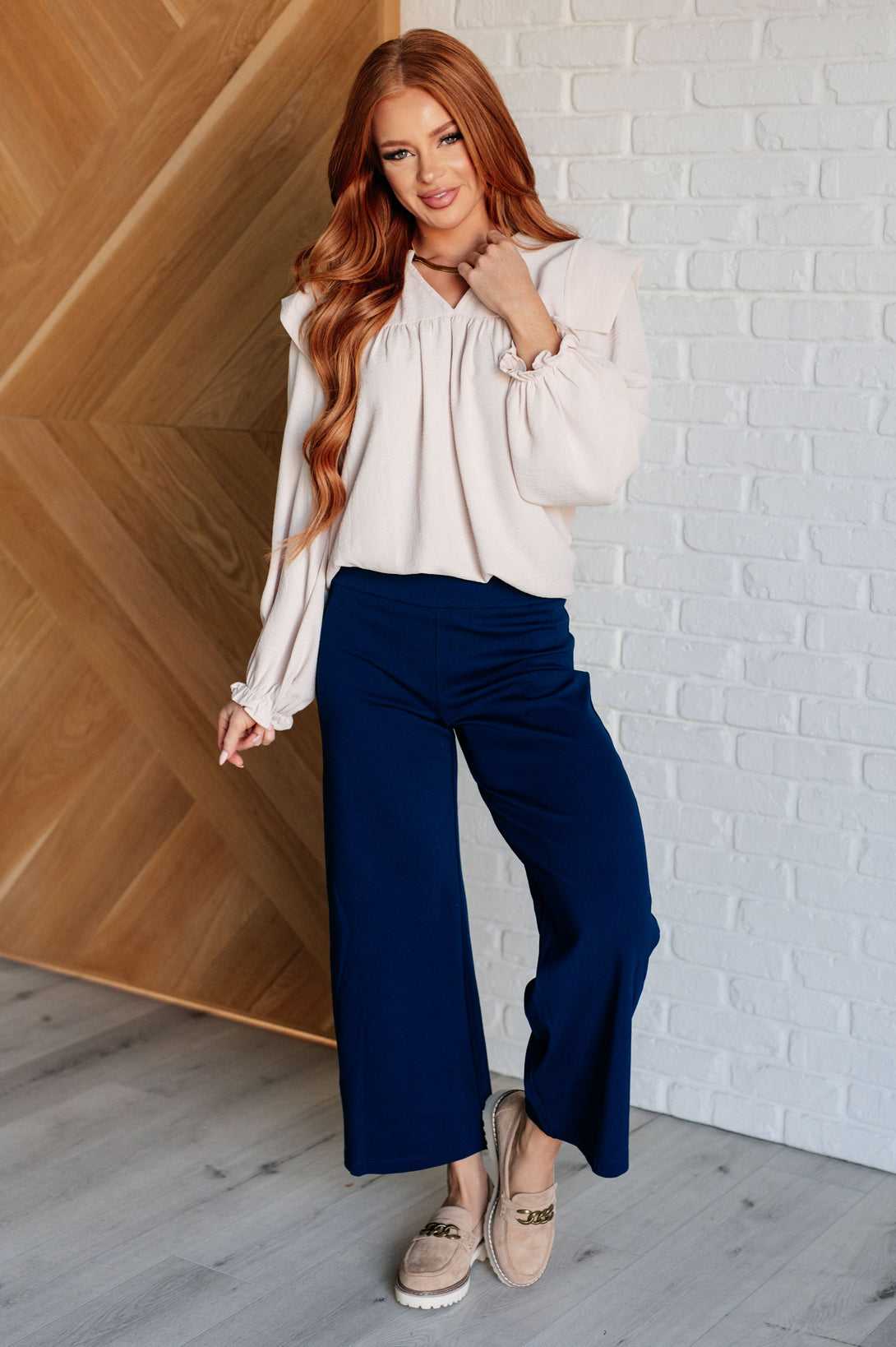 Magic Wide Leg Crop Pants in Navy - Lavish Fix