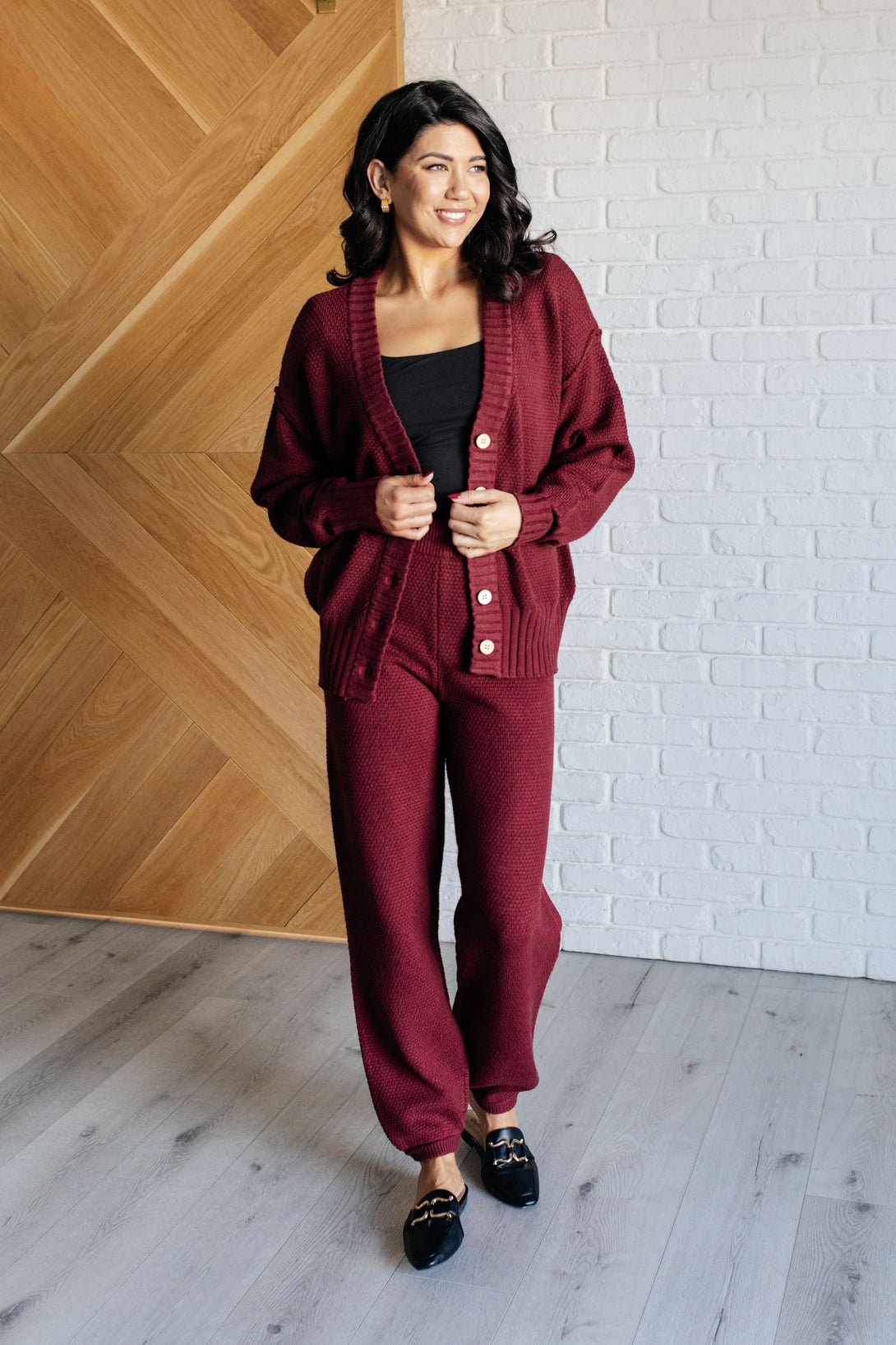 Simple Solution Knit Set in Wine - Lavish Fix