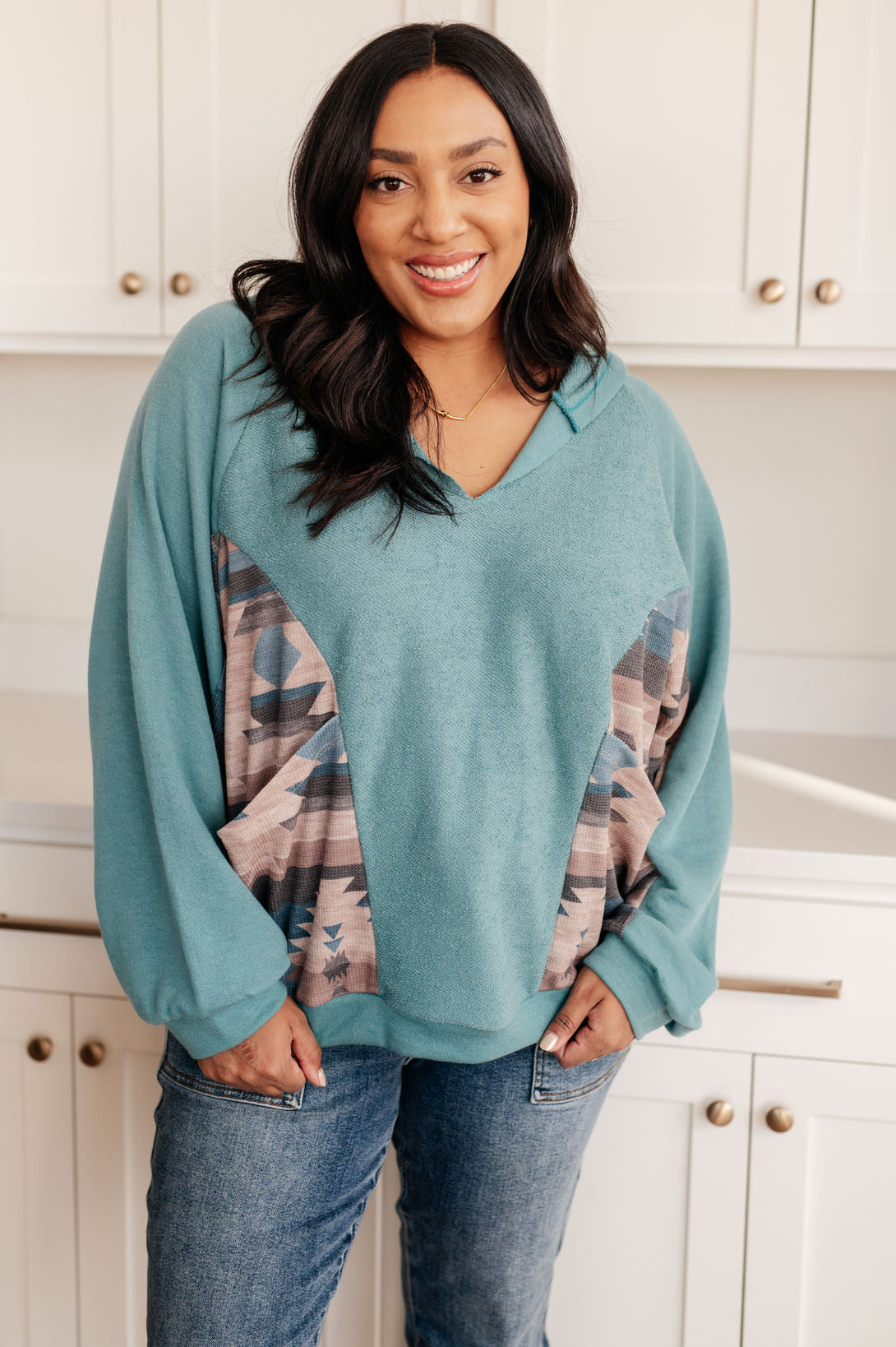 Southwest Sunrise Patchwork Hoodie - Lavish Fix