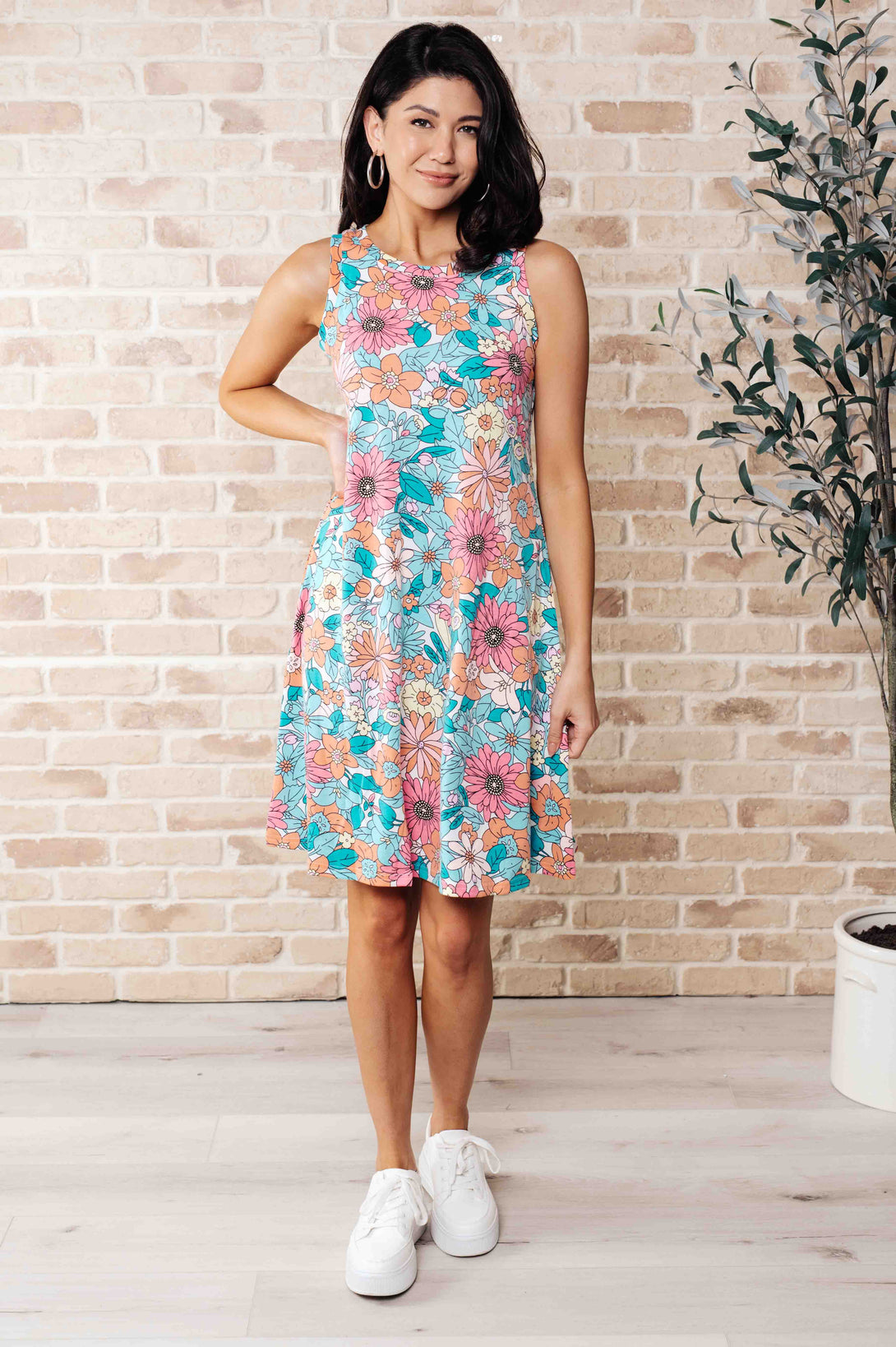 Summer Garden Sleeveless Swing Dress - Lavish Fix