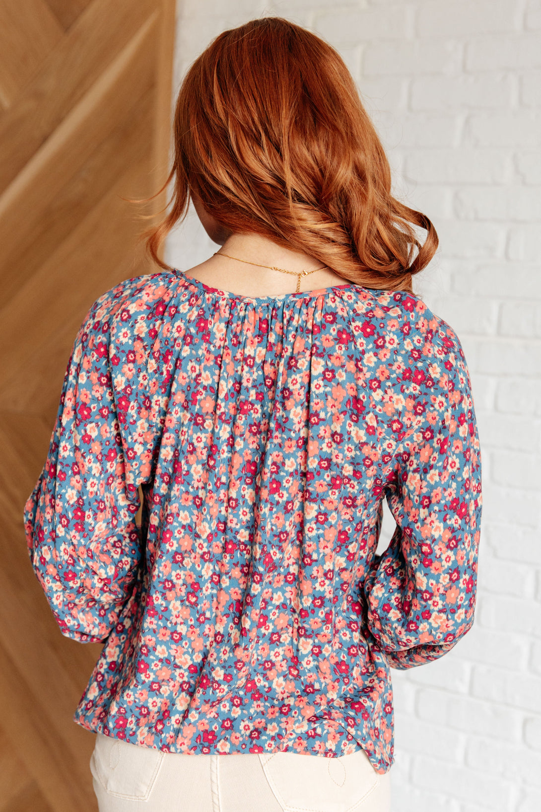 Sunday Brunch Blouse in Denim Floral - Lavish Fix