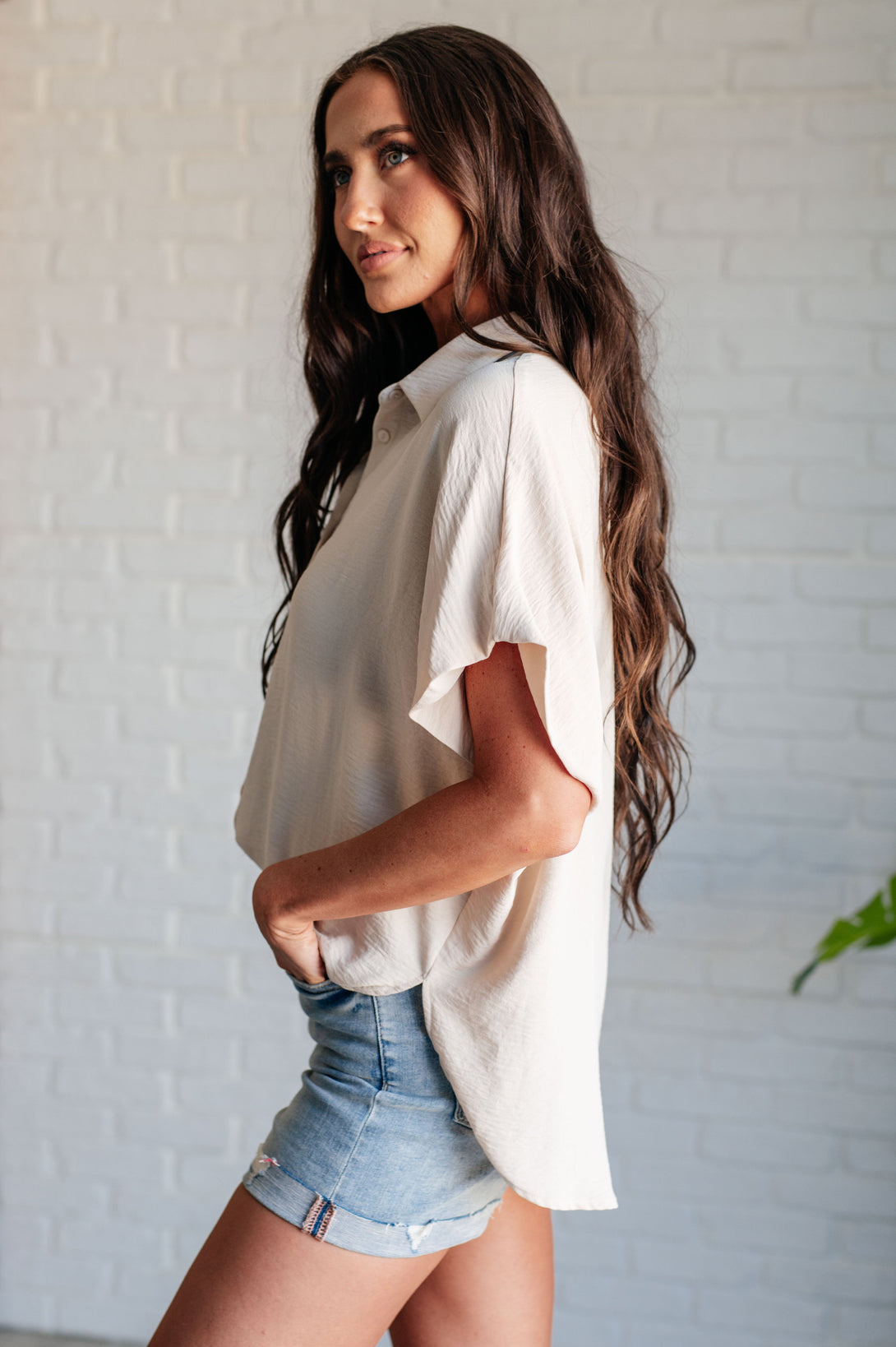 Sweet Simplicity Button Down Blouse in Oatmeal - Lavish Fix