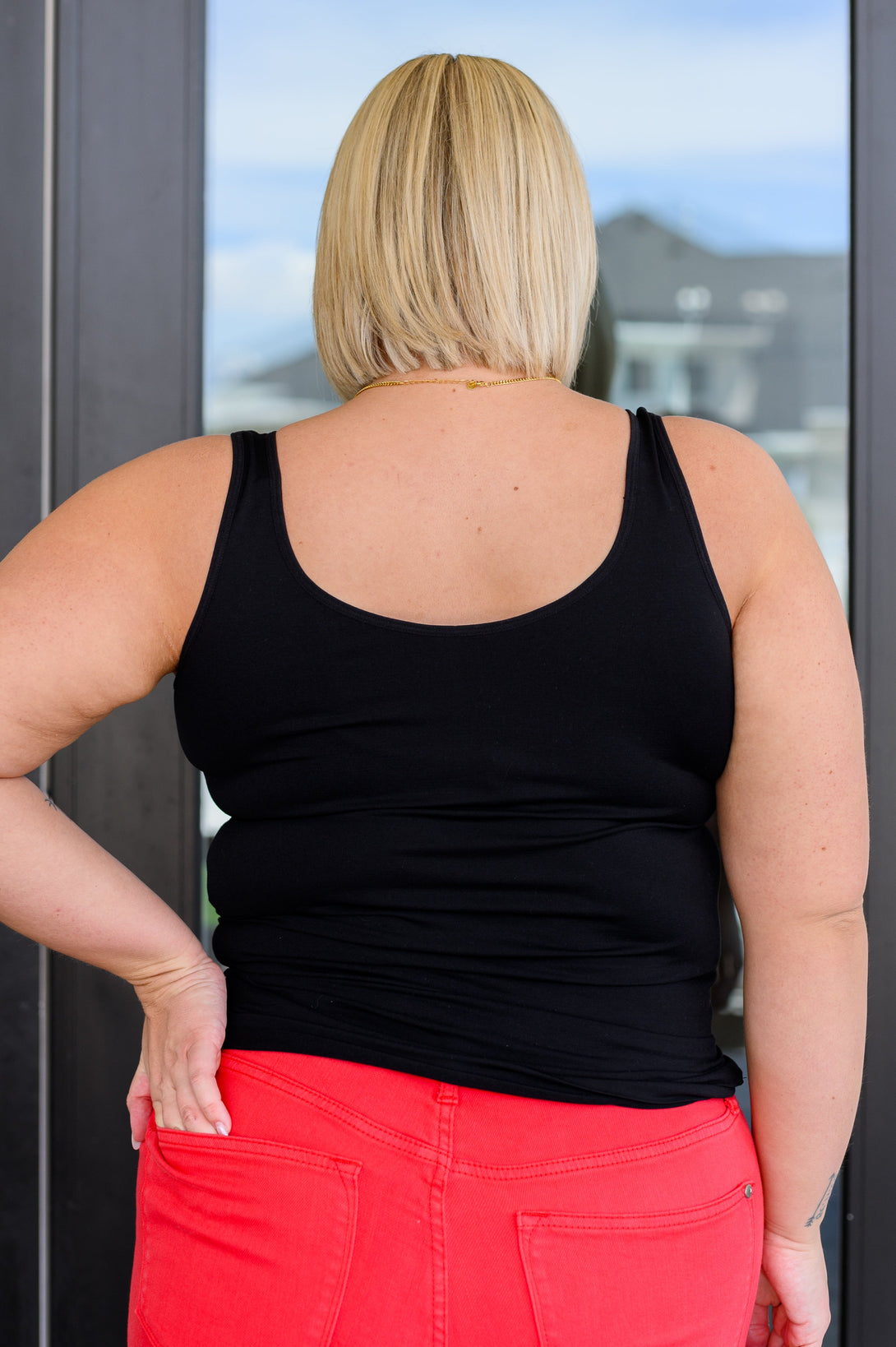 The Basics Reversible Longline Tank in Black - Lavish Fix