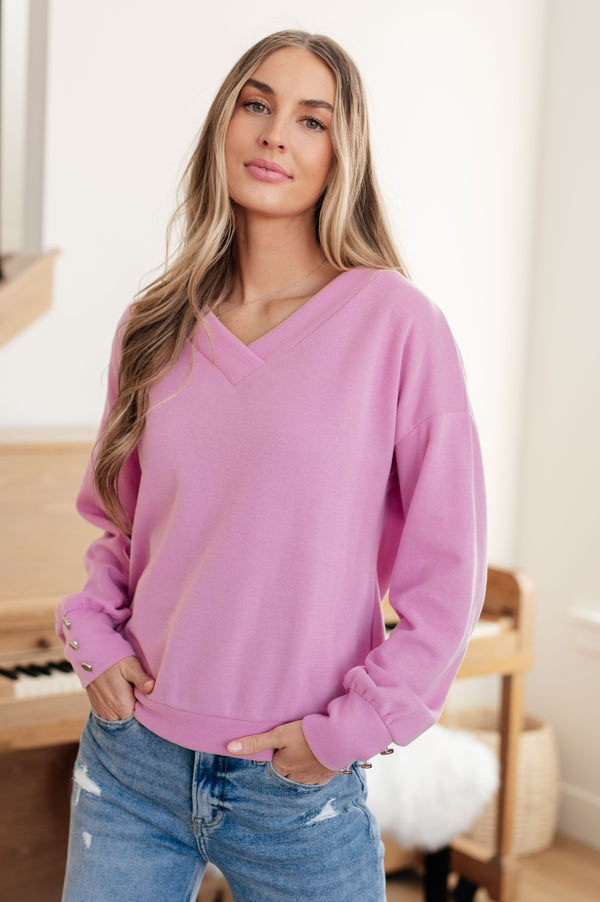 Totally Verified Long Sleeve V-Neck Top - Lavish Fix