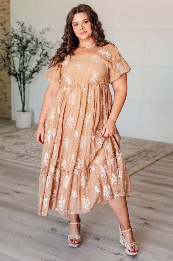 Trusting My Intuition Balloon Sleeve Dress in Camel - Lavish Fix