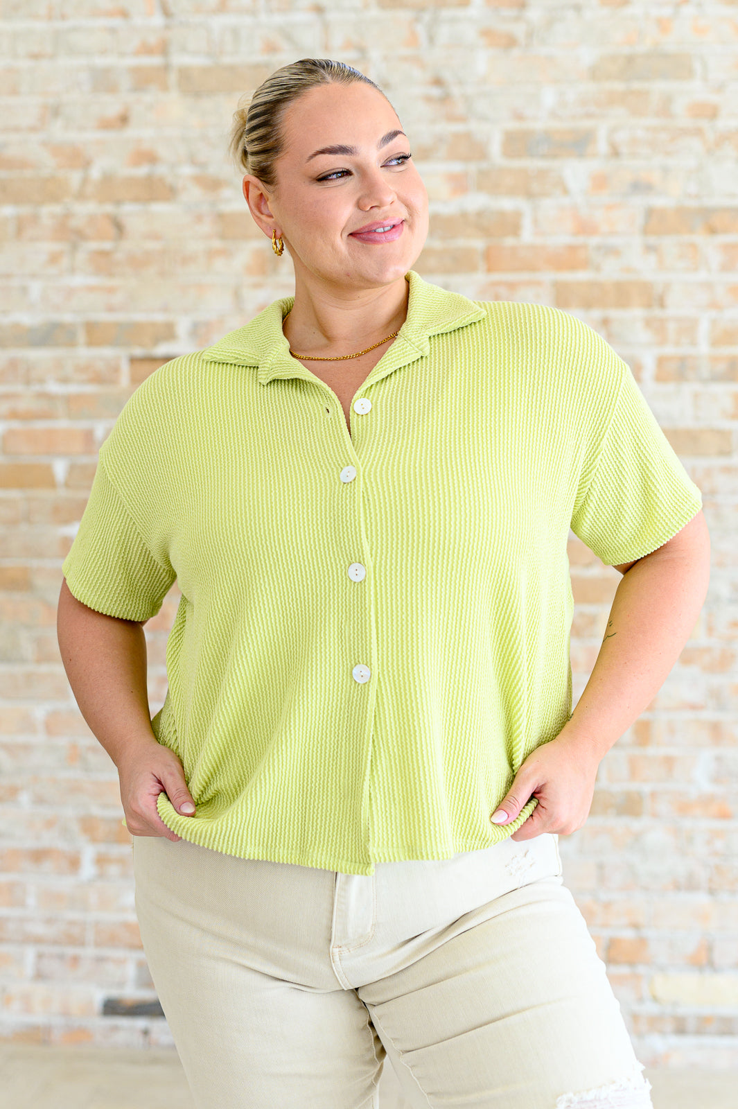 Two's Company Ribbed Button Down - Lavish Fix