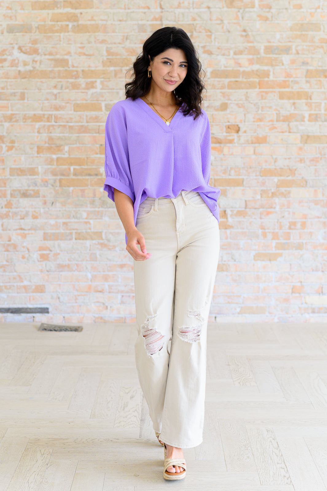 Up For Anything V-Neck Blouse in Lavender - Lavish Fix