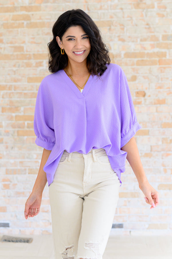 Up For Anything V-Neck Blouse in Lavender - Lavish Fix