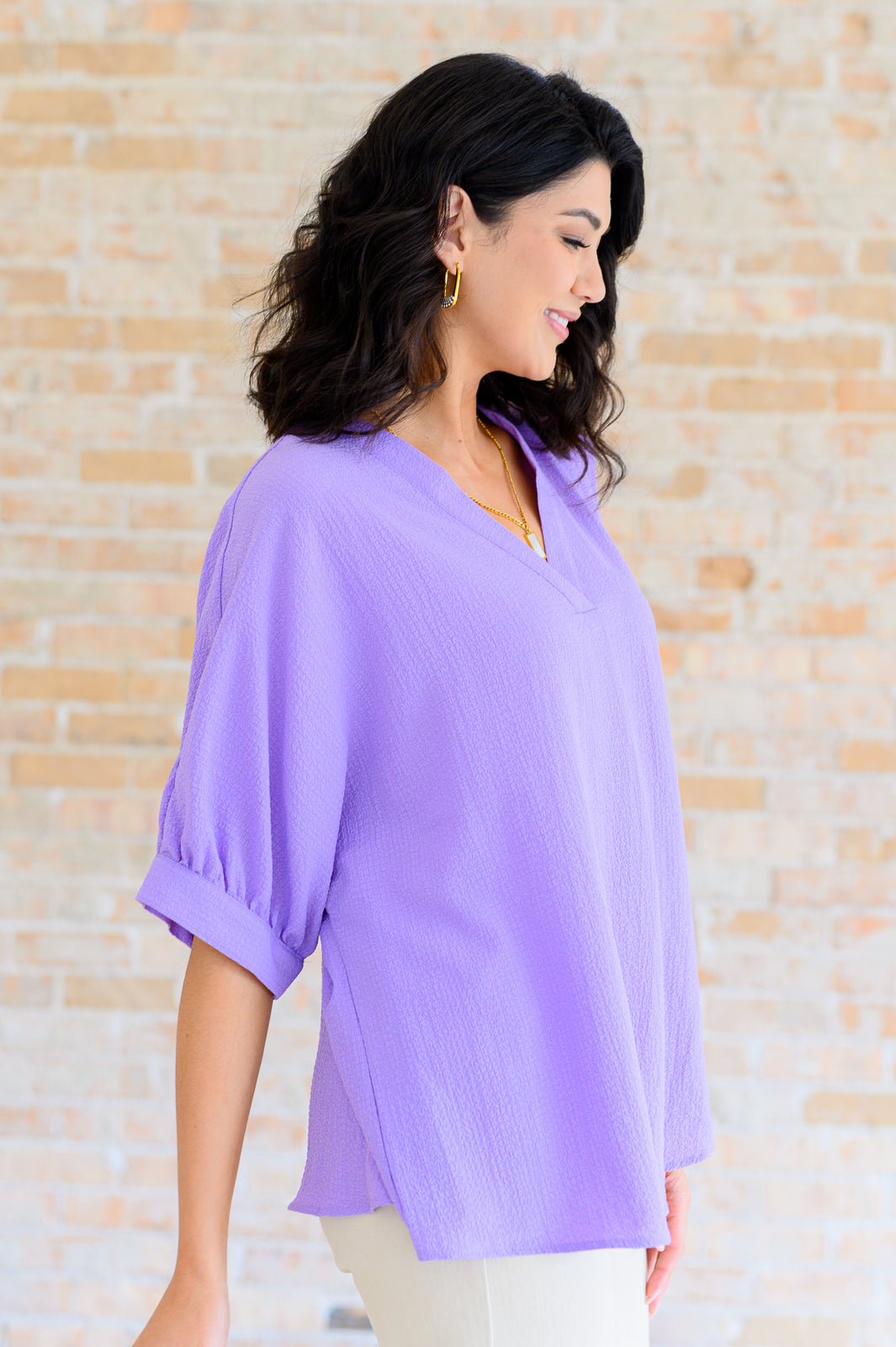 Up For Anything V-Neck Blouse in Lavender - Lavish Fix