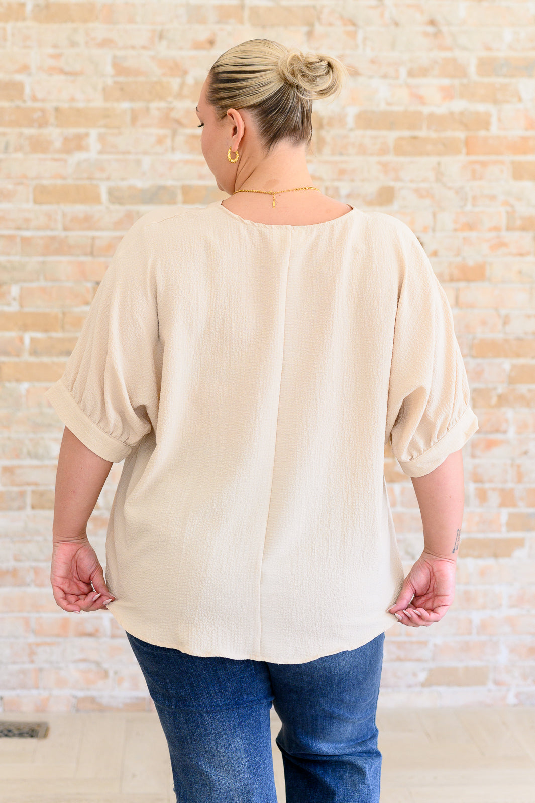 Up For Anything V-Neck Blouse in Taupe - Lavish Fix