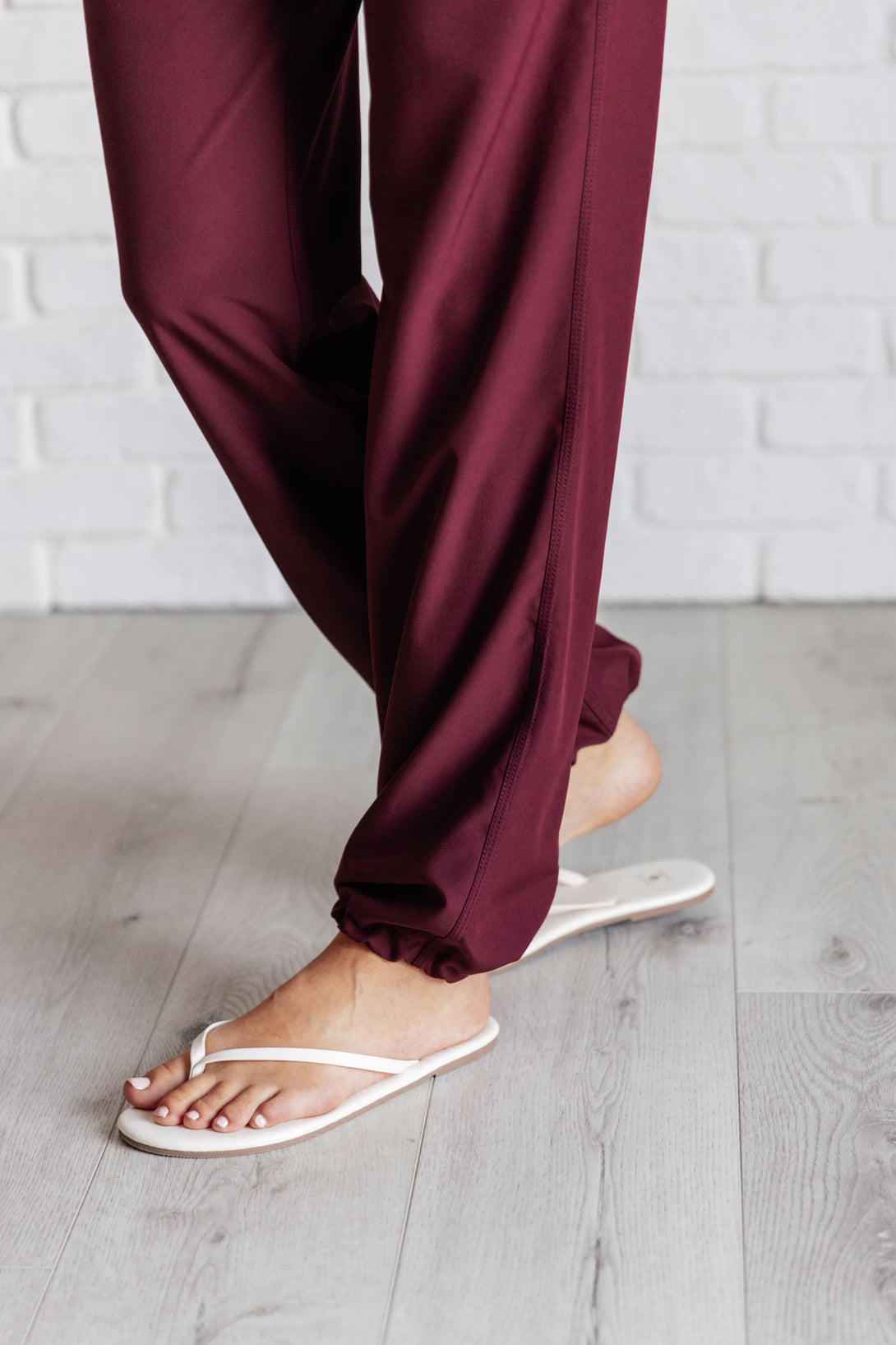 Runner's High Drawstring Joggers in Red Merlot - Lavish Fix