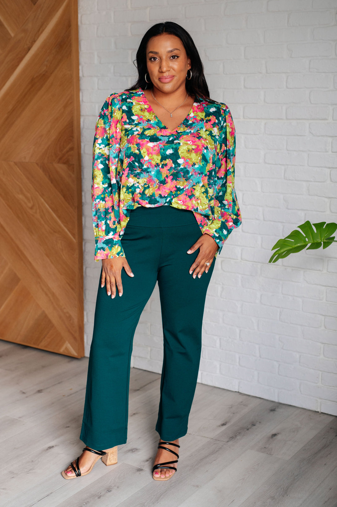 Vantage Point V-Neck Blouse - Lavish Fix