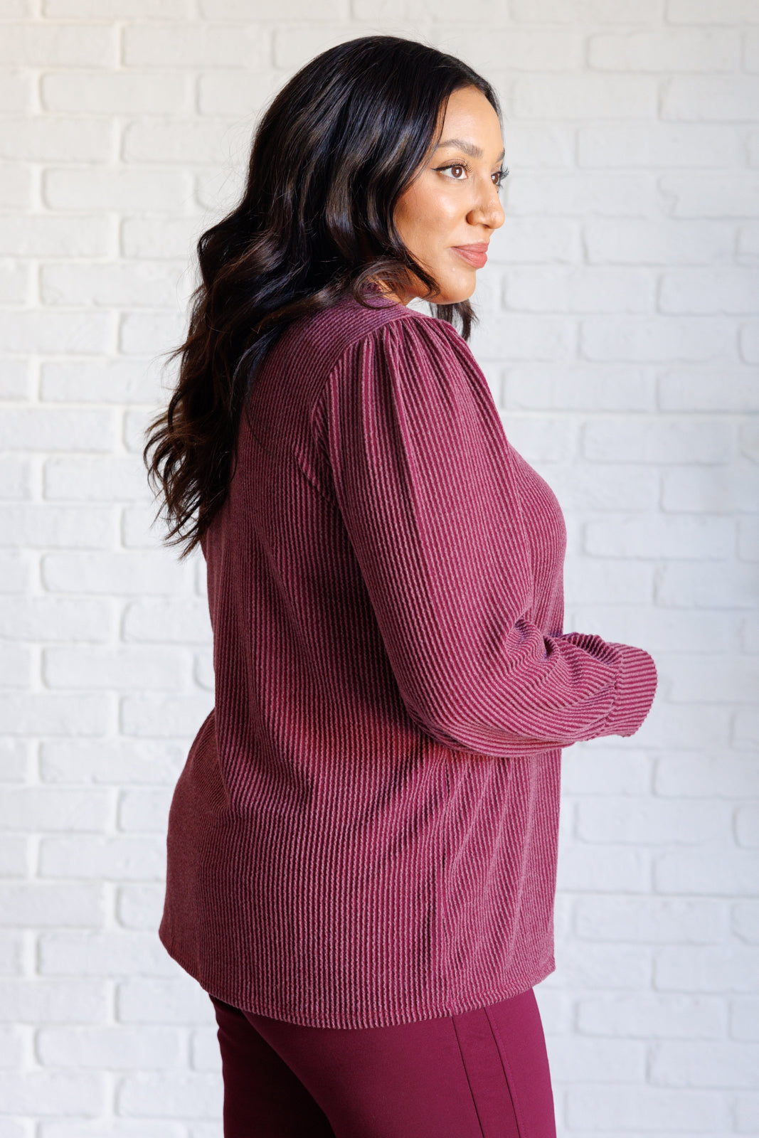 When the Sun Goes Down Mineral Wash Ribbed Knit Top in Wine - Lavish Fix