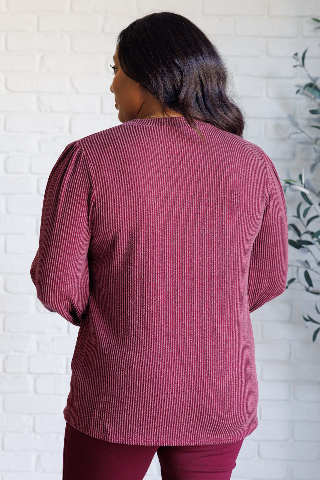 When the Sun Goes Down Mineral Wash Ribbed Knit Top in Wine - Lavish Fix