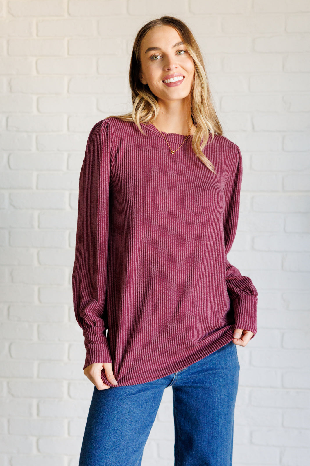 When the Sun Goes Down Mineral Wash Ribbed Knit Top in Wine - Lavish Fix