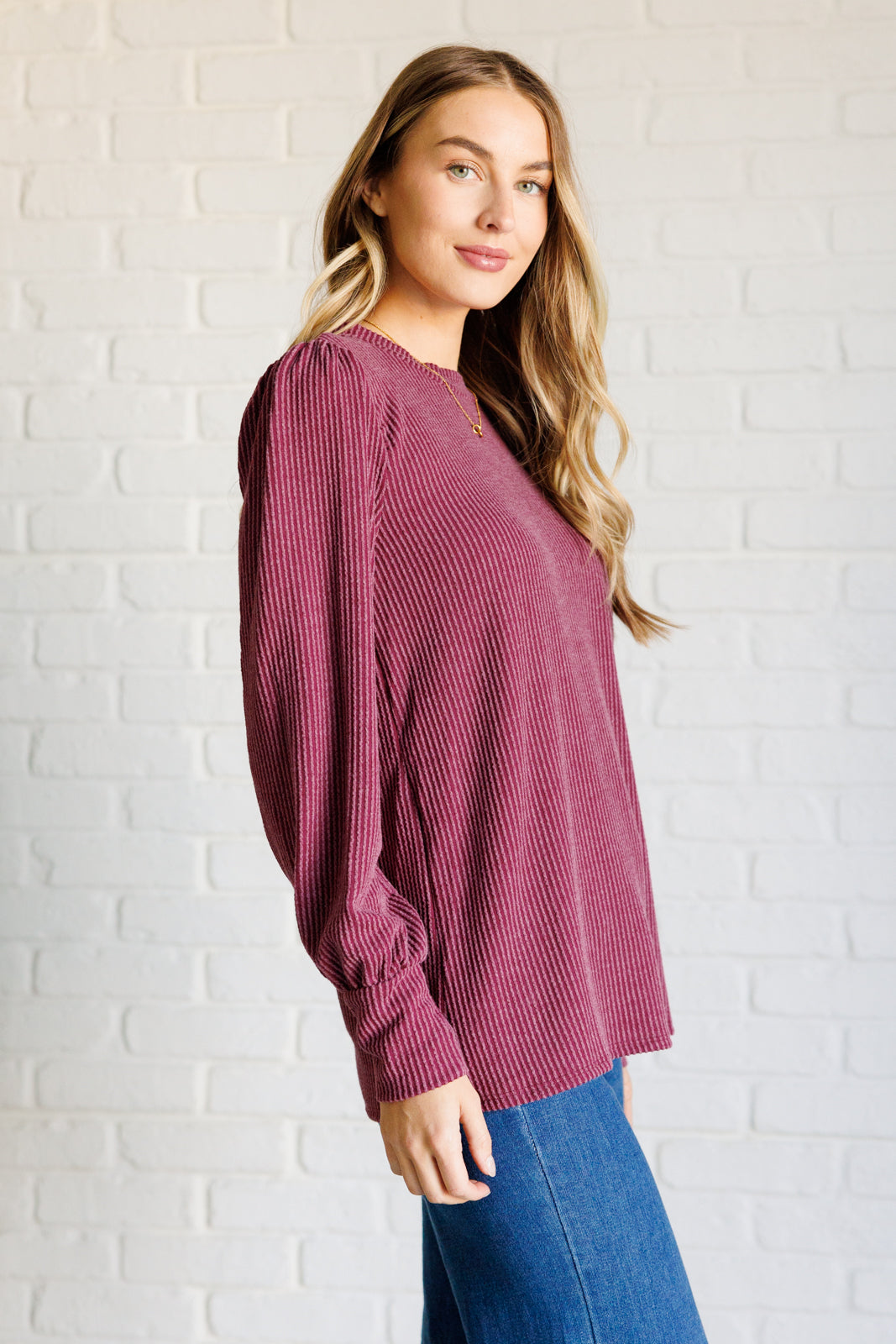 When the Sun Goes Down Mineral Wash Ribbed Knit Top in Wine - Lavish Fix