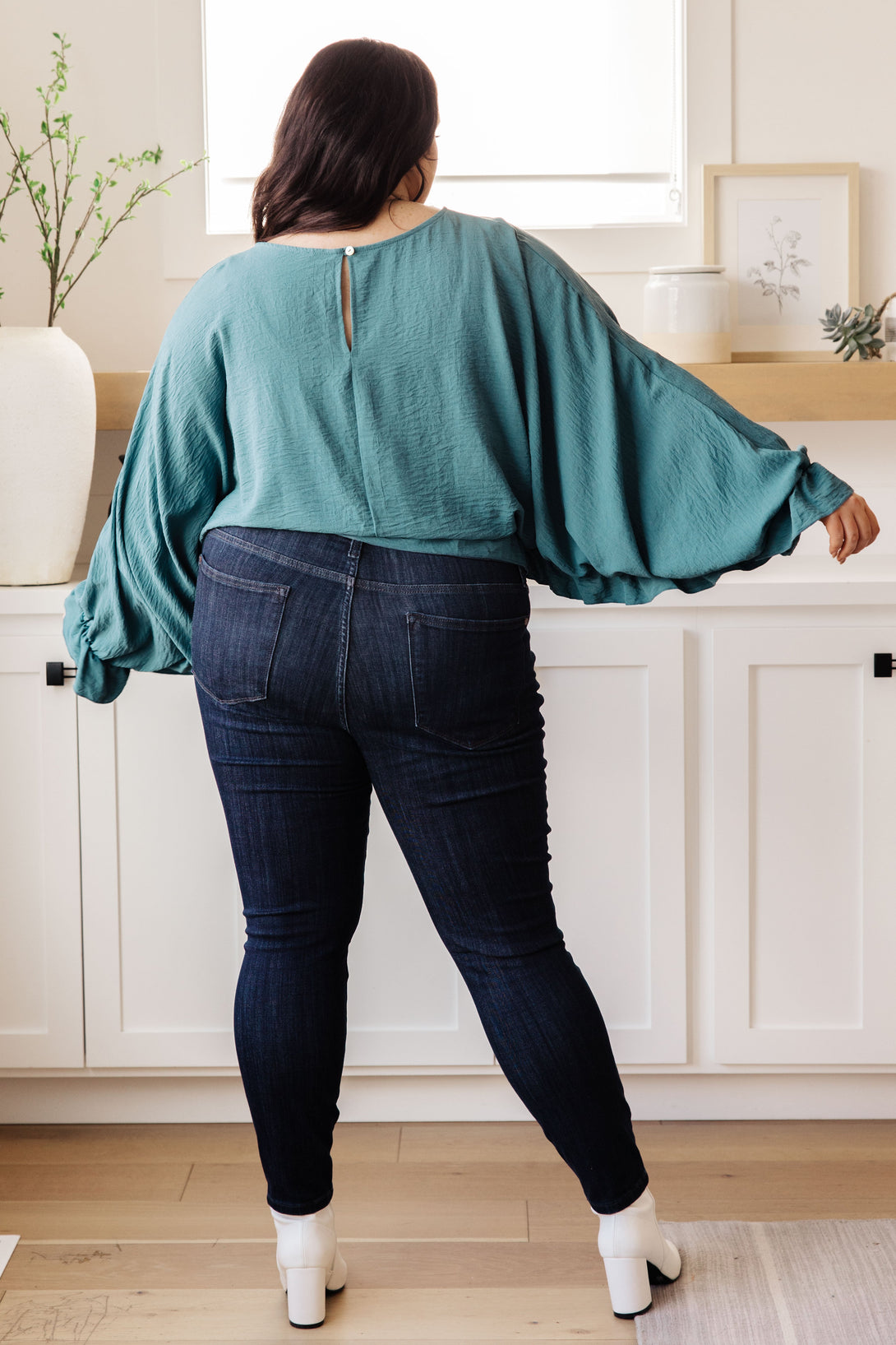 Winging It Ruffle Detail Top in Teal - Lavish Fix