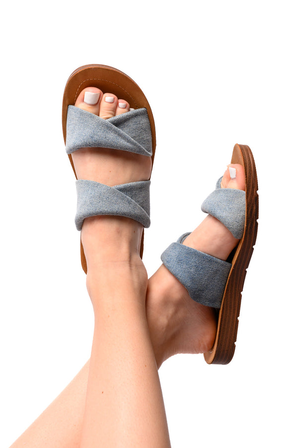 With a Twist Sandal in Denim - Lavish Fix