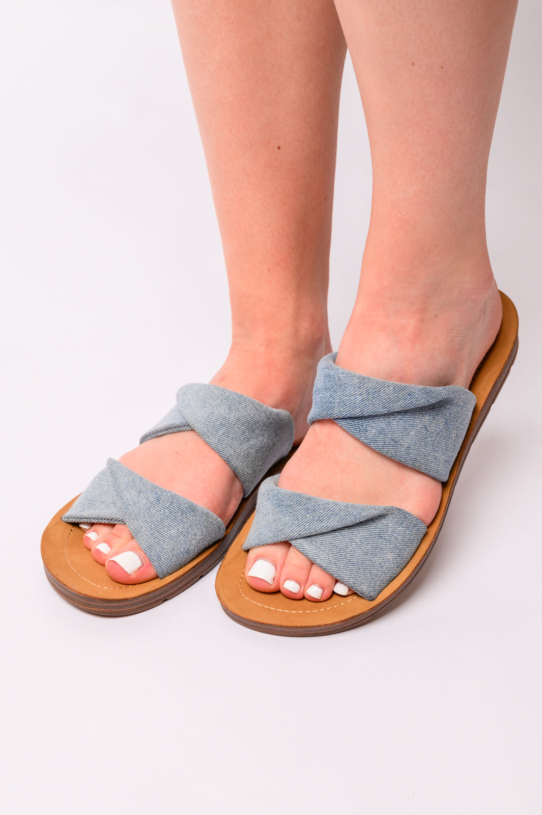 With a Twist Sandal in Denim - Lavish Fix