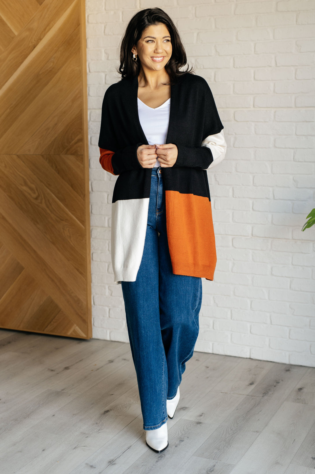 Writer's Block Color Block Open Front Cardigan - Lavish Fix